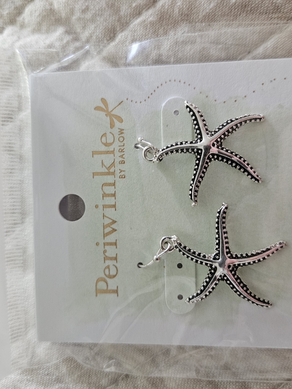 Periwinkle by Barlow Silver and Black Starfish Drop Earrings